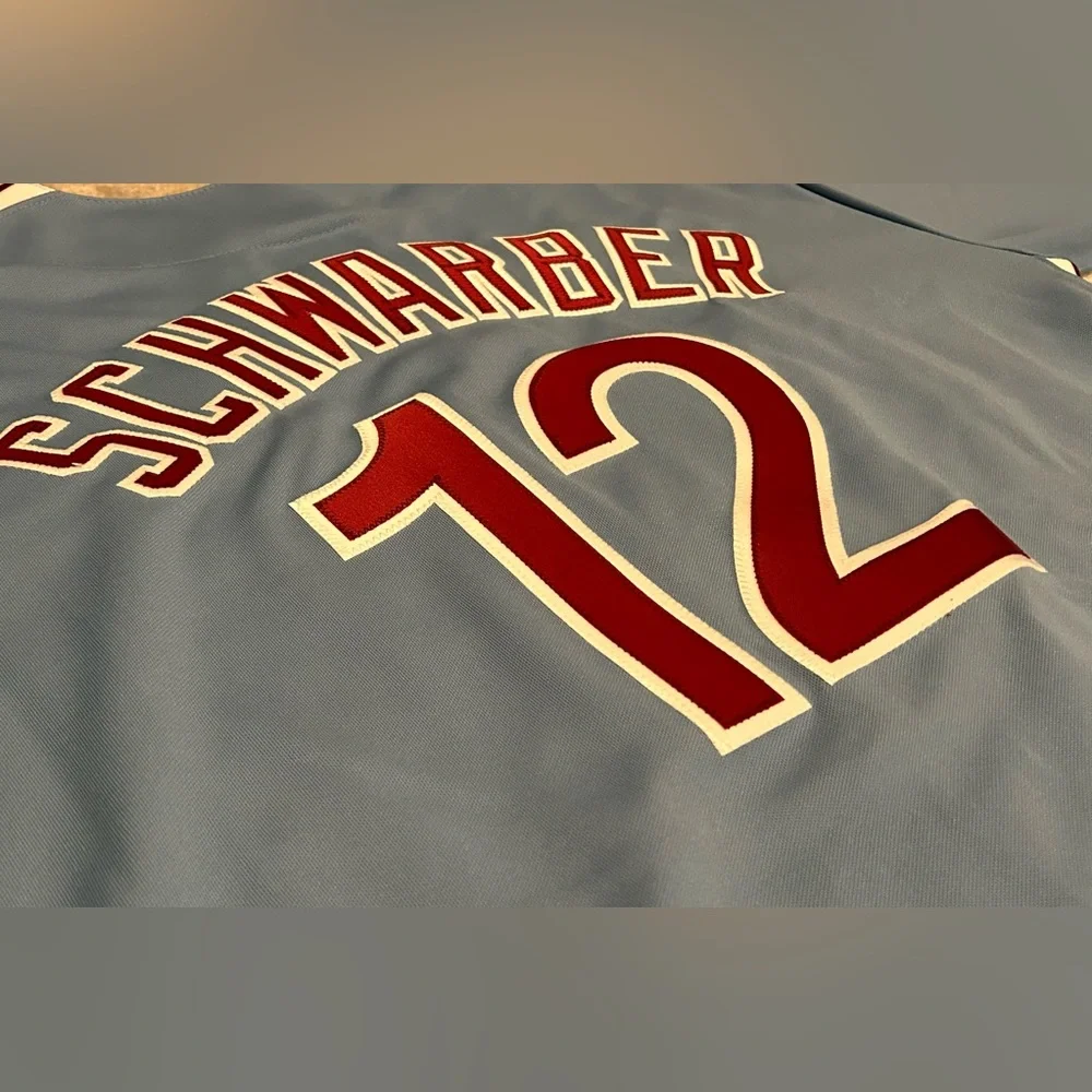 Majestic Authentic Phillies Kyle Schwarber Cooperstown Baseball Jersey Men’s XL - Picture 6 of 6